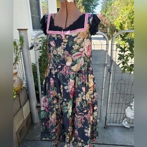 Kitten D'Amour Floral Black Dress with Pink Accents